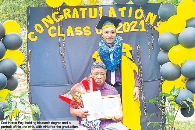 Airi Pegi cherishes the faith his departed mother had in him to earn a university degree one day